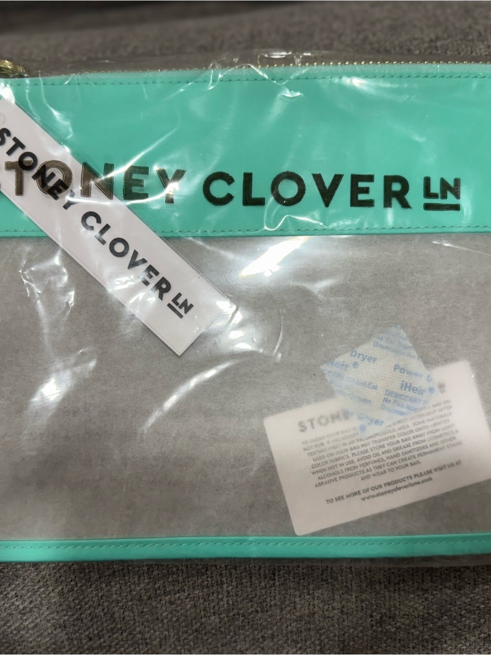 Stoney Clover Lane Clear Flat Pouch with Mint Trim